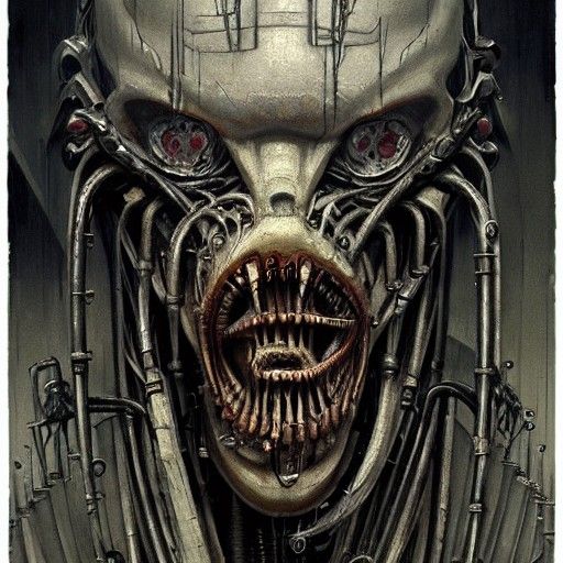 Demon biomechanical hr giger sinister by Greg Rutkowski