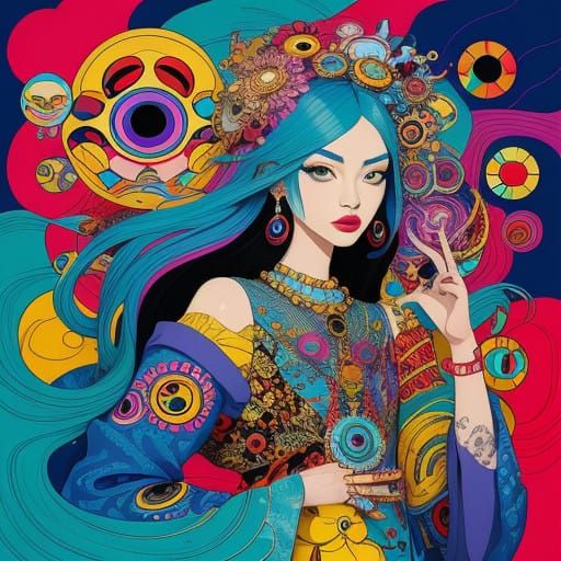 Vibrant Pop Art Surrealism in Eclectic Fantasy Style