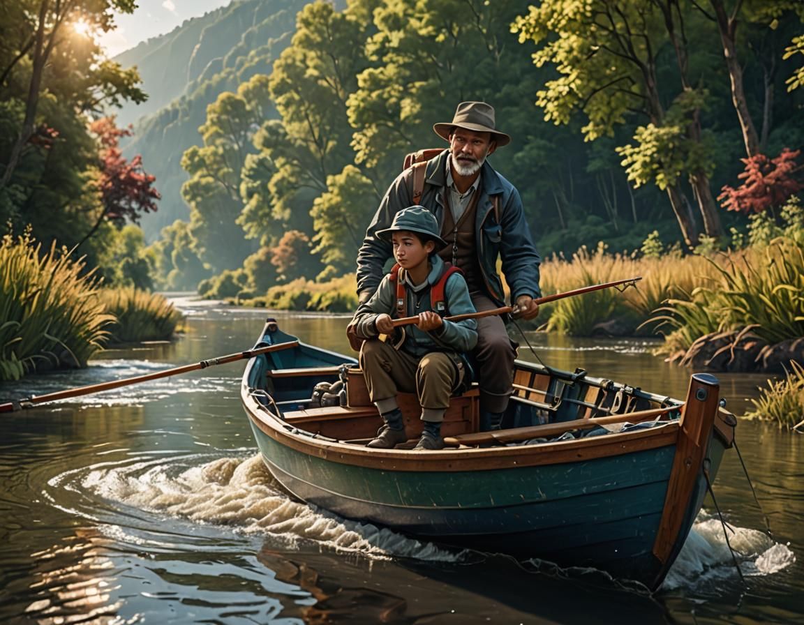 GrandFather Teaching His GrandSon The Art of Fishing  by @LoisD