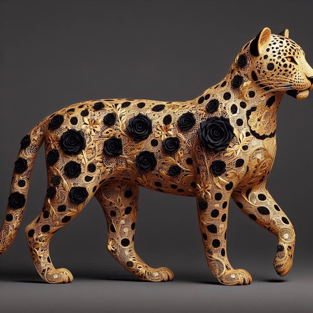 Gold Lace Jaguar with black roses for rosettes Bing #3