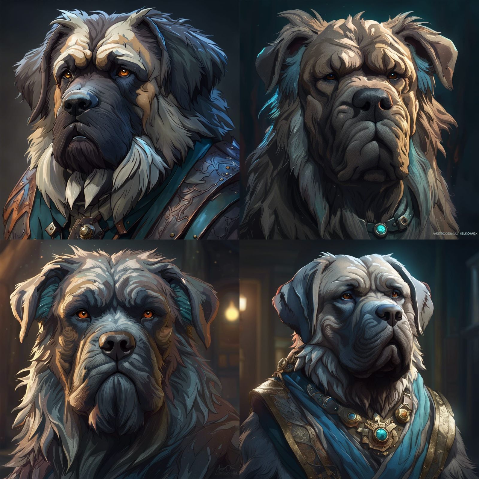 Detailed Portrait of an Old Furry Mastiff Humanoid
