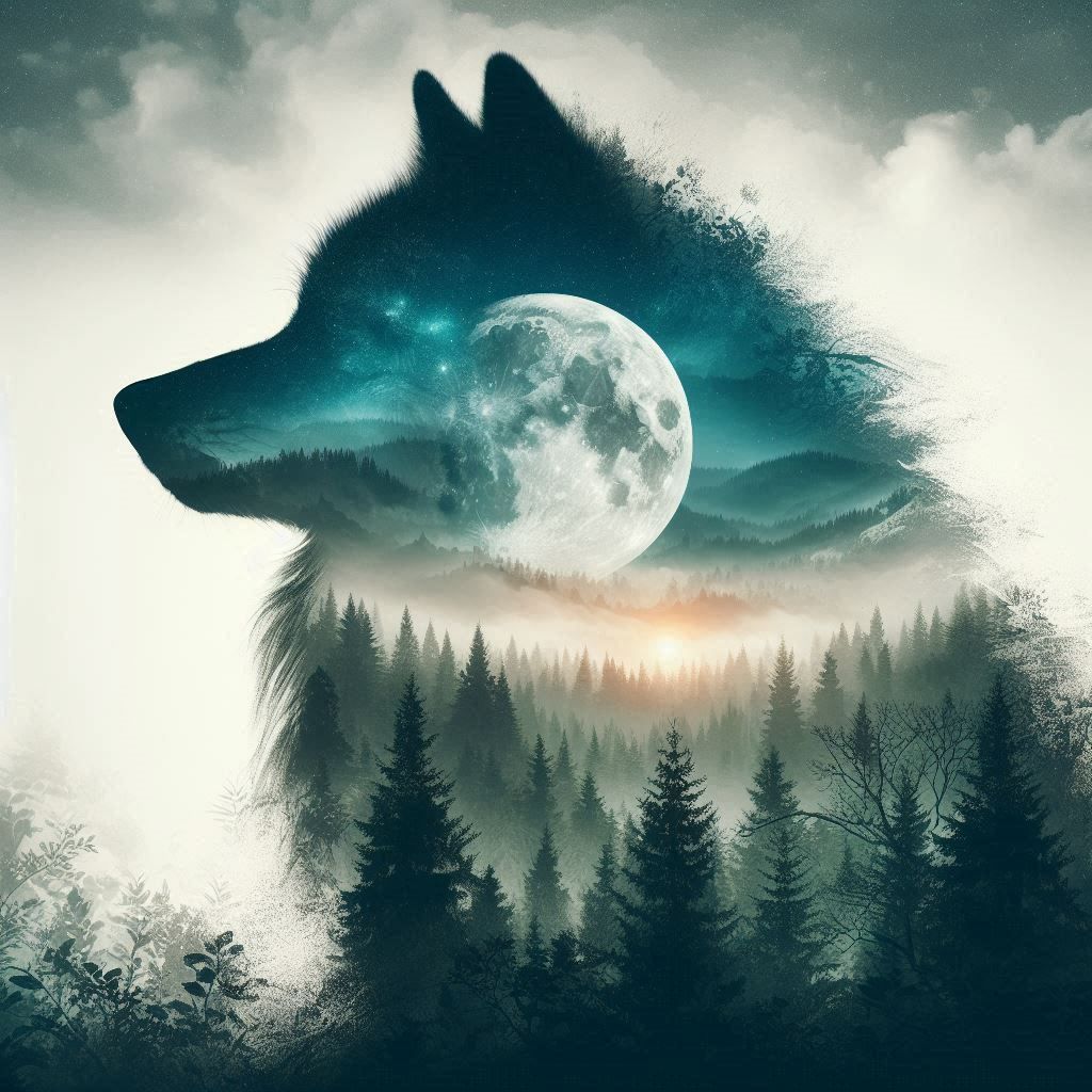 double exposure beautiful fantasy DALL-E 3 portrait landscape..