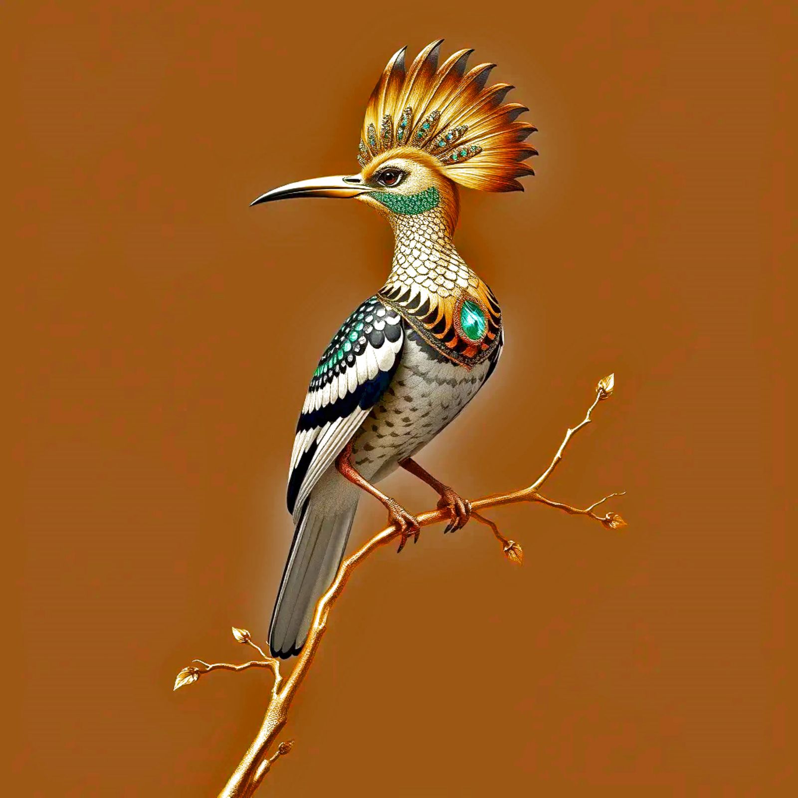 A majestic hoopoe bird,
