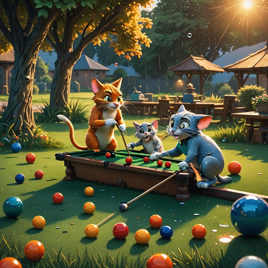 Tom and Jerry Play Snooker: Digital Matte Painting