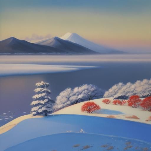 Tsugaru Strait Winter Landscape as Oil Painting