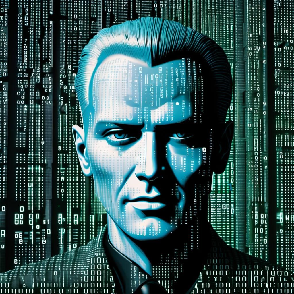 Binary Code Dream Ultimate Max Headroom on a Matrix Backgrou...