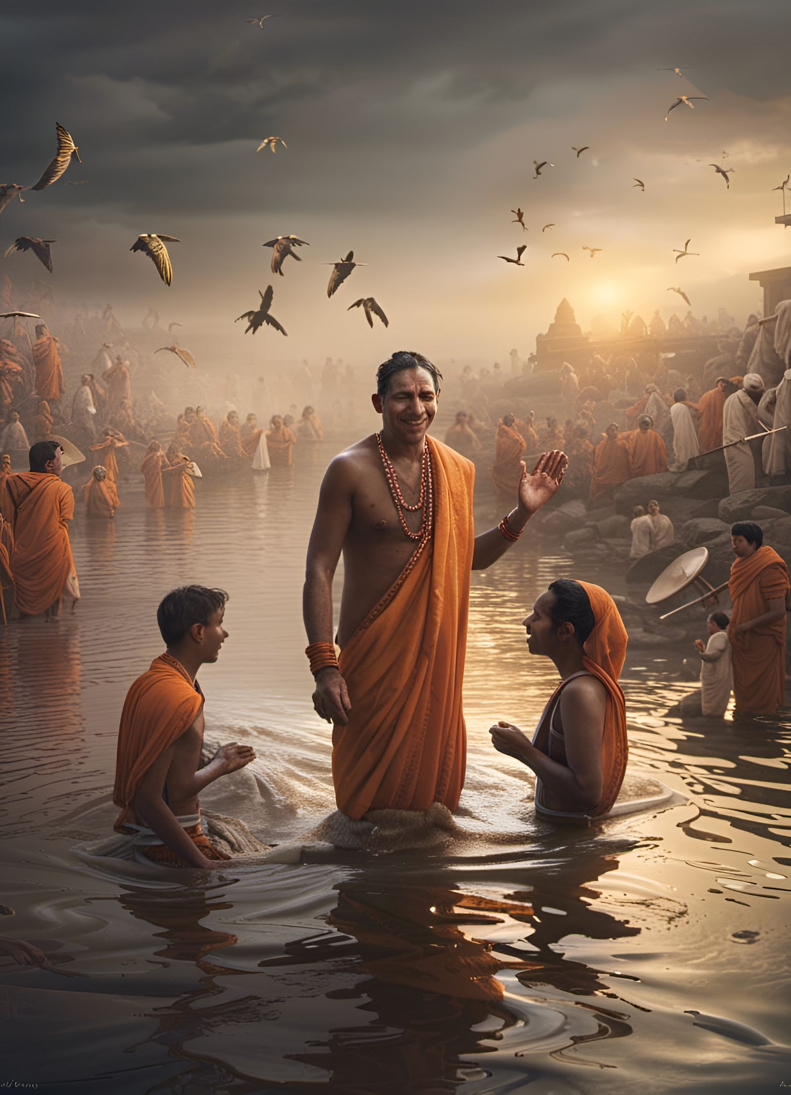 Baptism in the ganges river in india - AI Generated Artwork - NightCafe ...