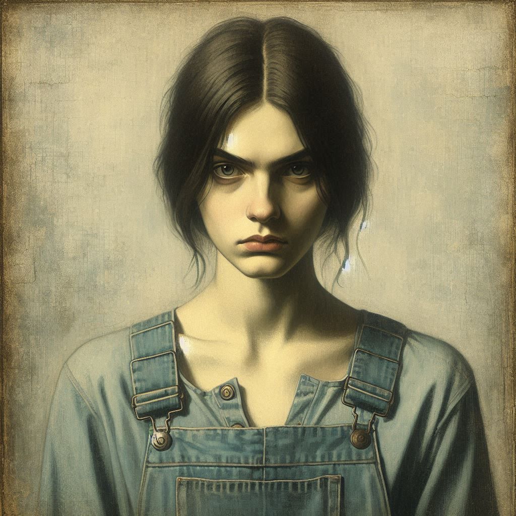 Minimalist portrait of a young woman, 2