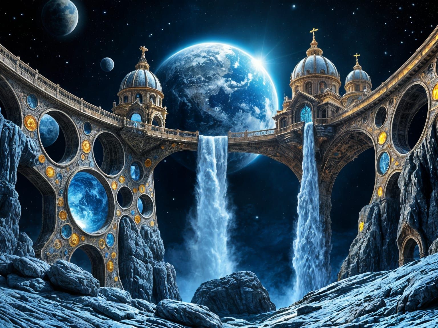 Year 2800 Moonbase Bridge  by @undefined