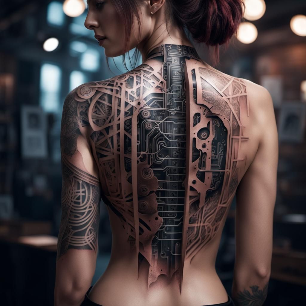 Modern Biomechanical Tattoo  by @Jeffersz