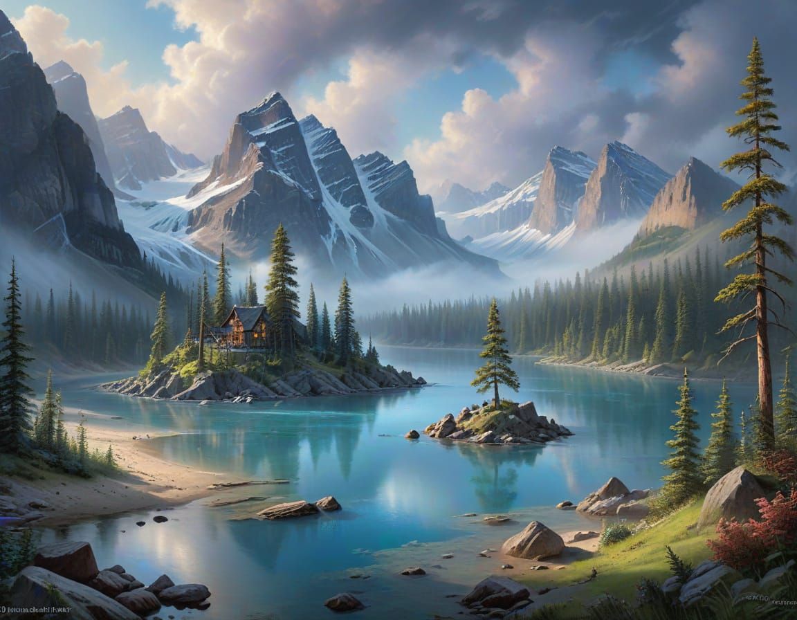 Ethereal Spirit Island Mist on Moraine Lake