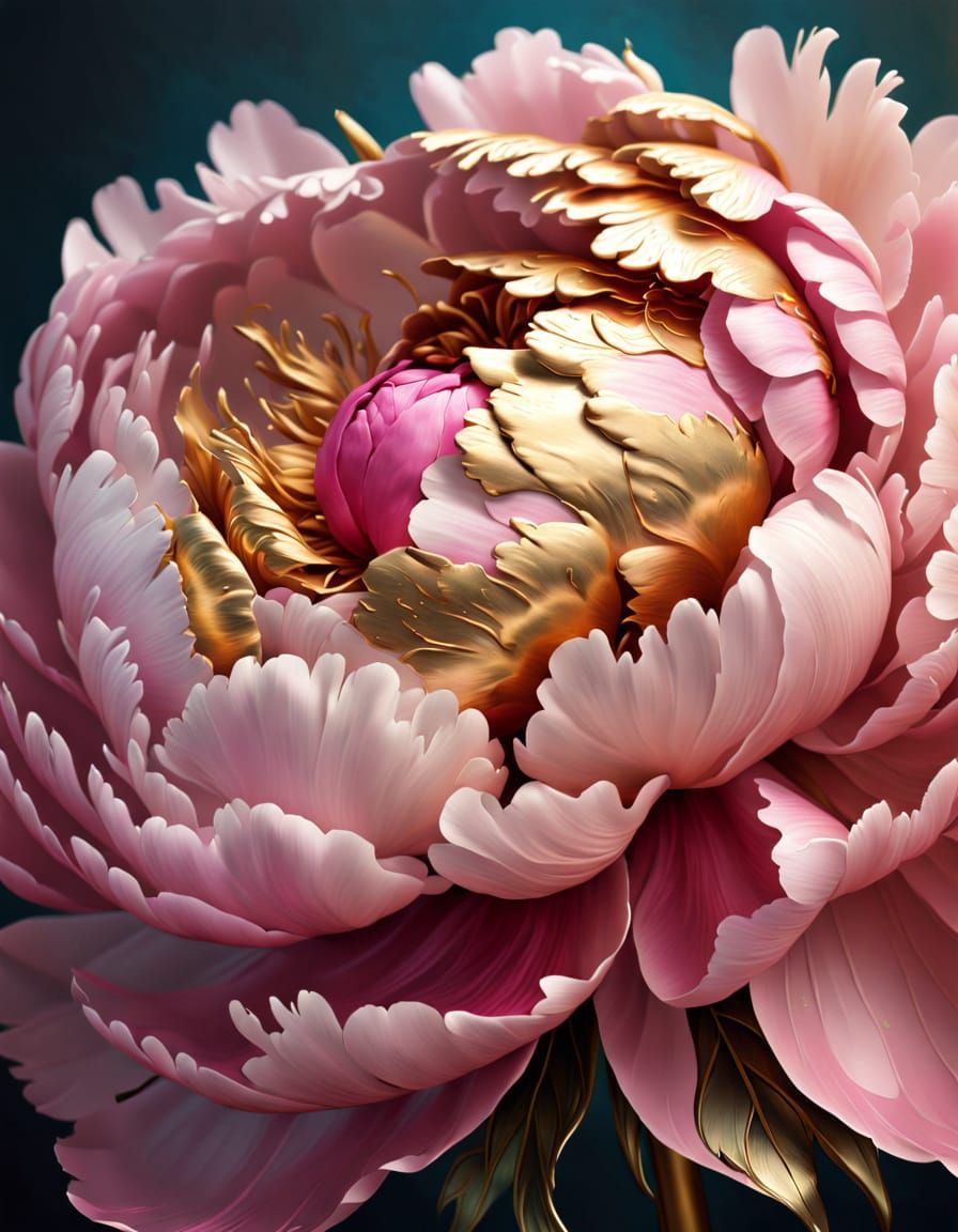 Golden and pink peony