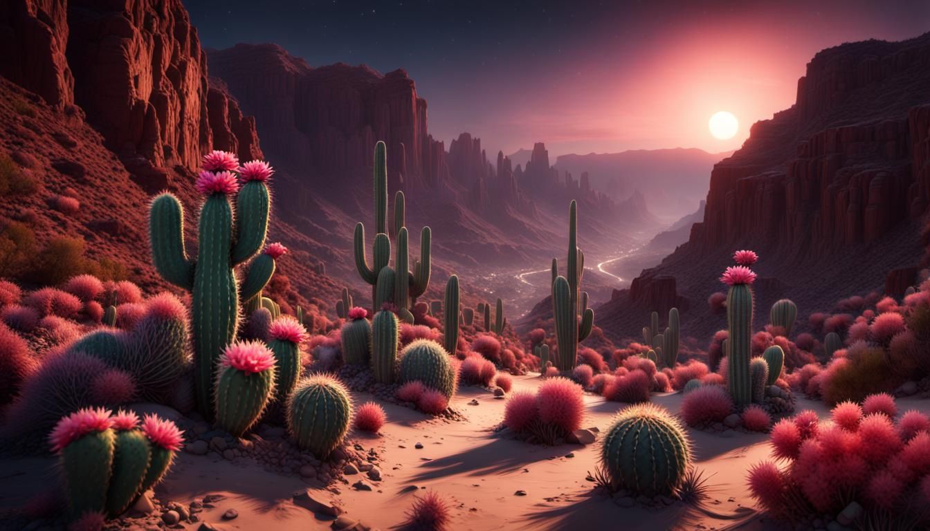 Cacti Canyon at Sunrise AI Generated Artwork NightCafe Creator