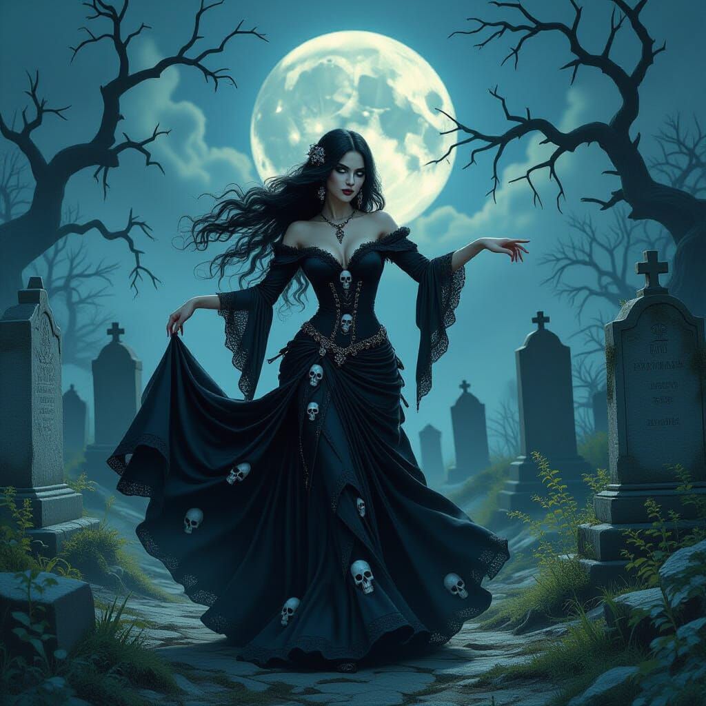 Include skeletons dancing abstract vector fractal, wave function, Zentangle, 3d shading - Start Image 1