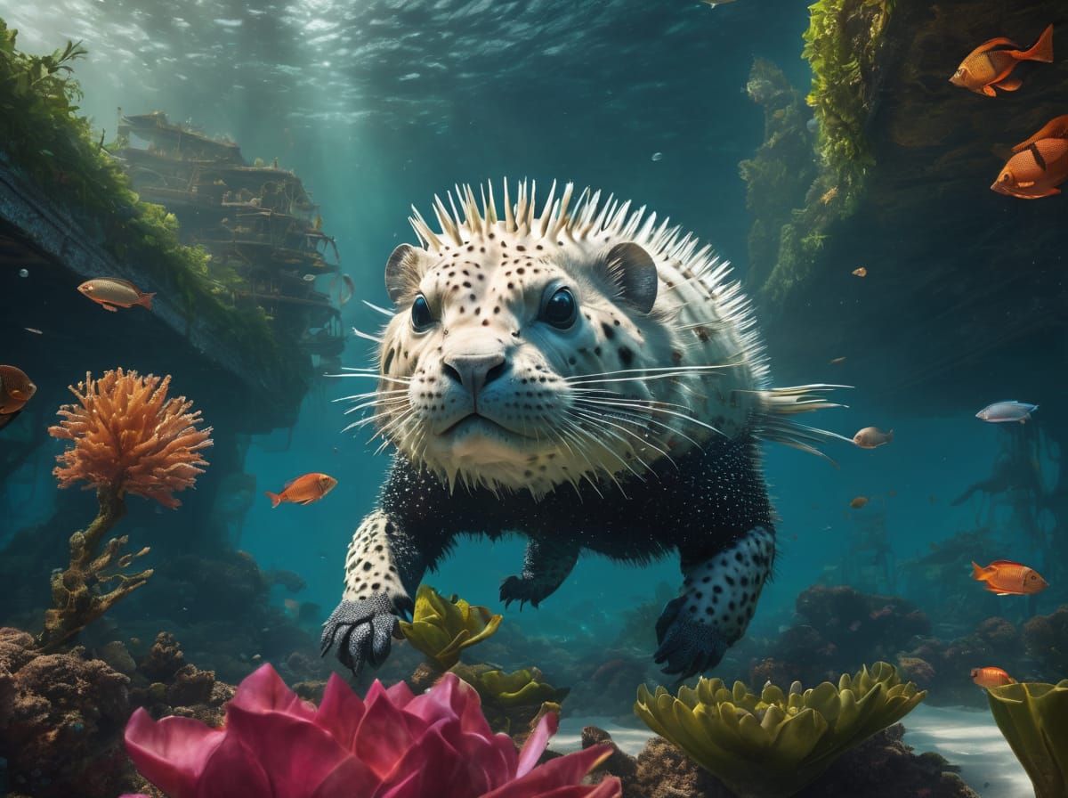 puercoespin lobo marino albino