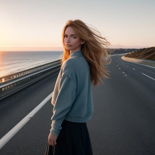 Coastal Twilight: Friends Driving By on Highway