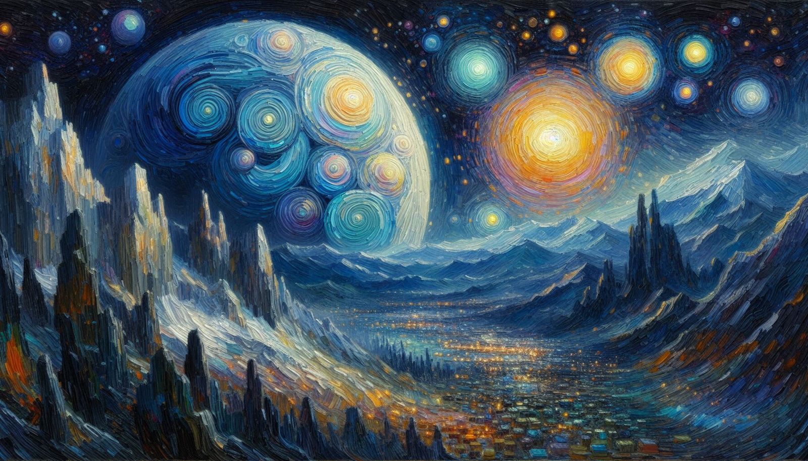 Starry Night but on Alien Planet