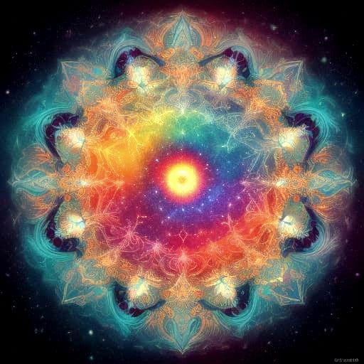 Intricately Detailed Cosmic God in Psychedelic Art