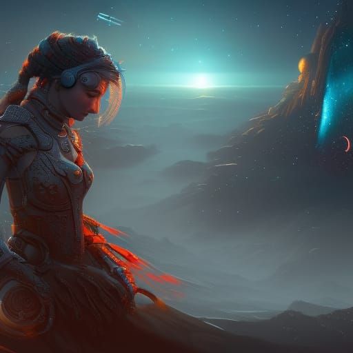 a lady in space