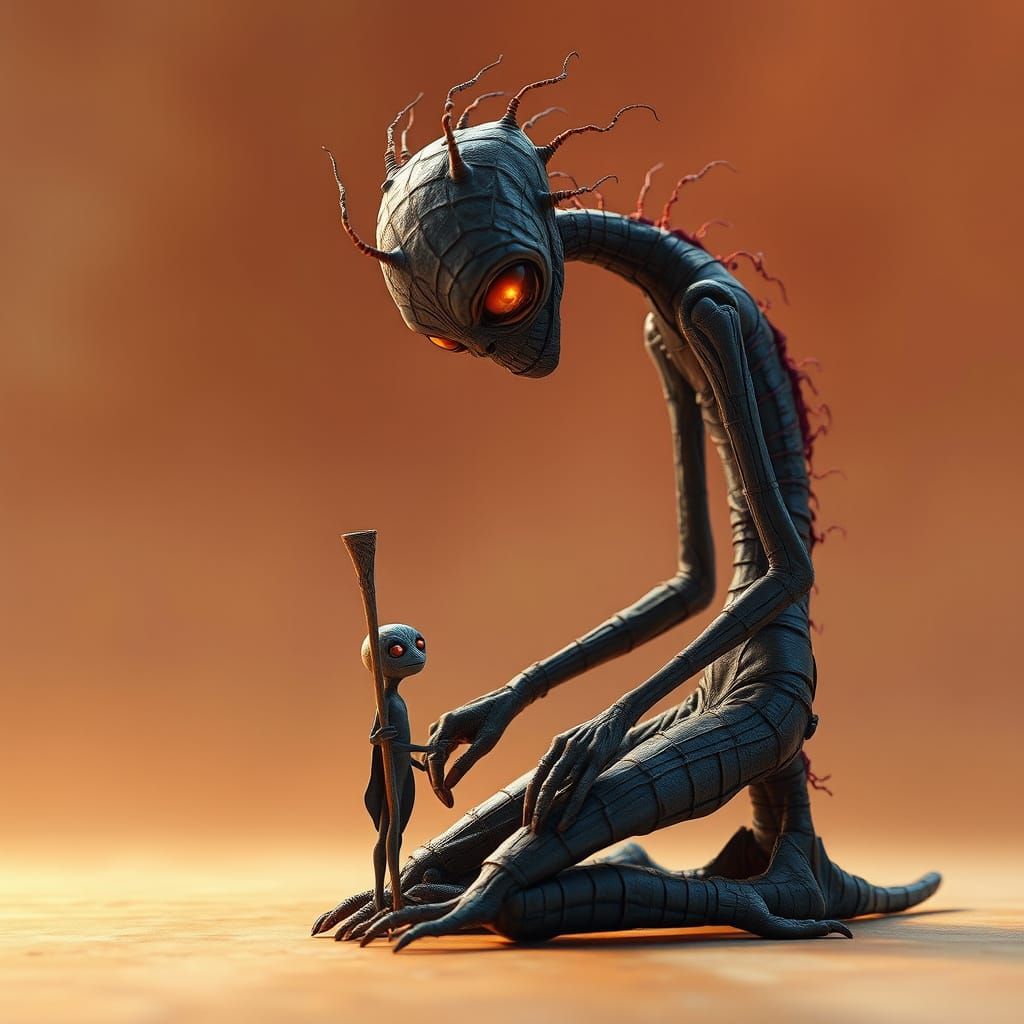 Whimsical Creature of Wonder in a Vibrant, Surreal Landscape