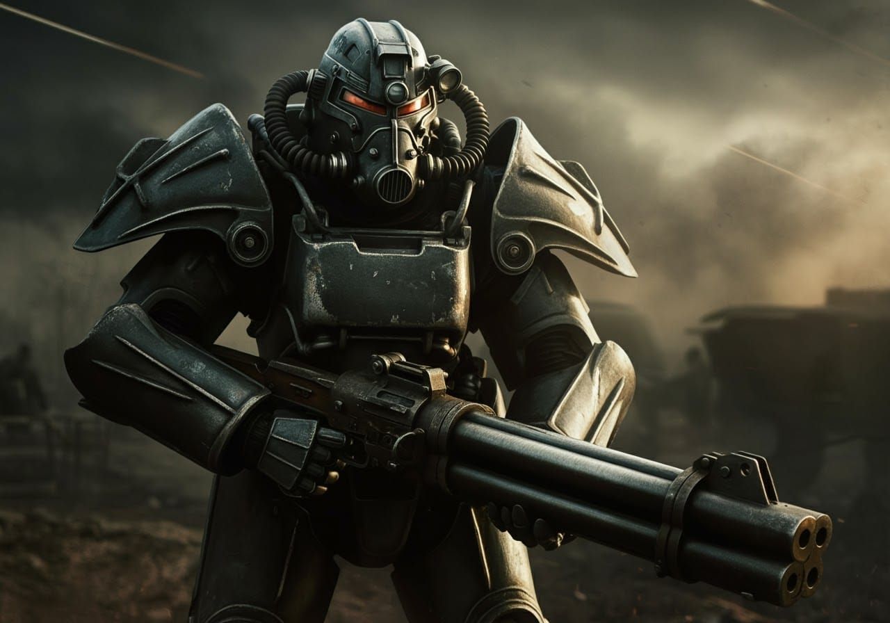 Knight of the Brotherhood in Power armor from Fallout universe