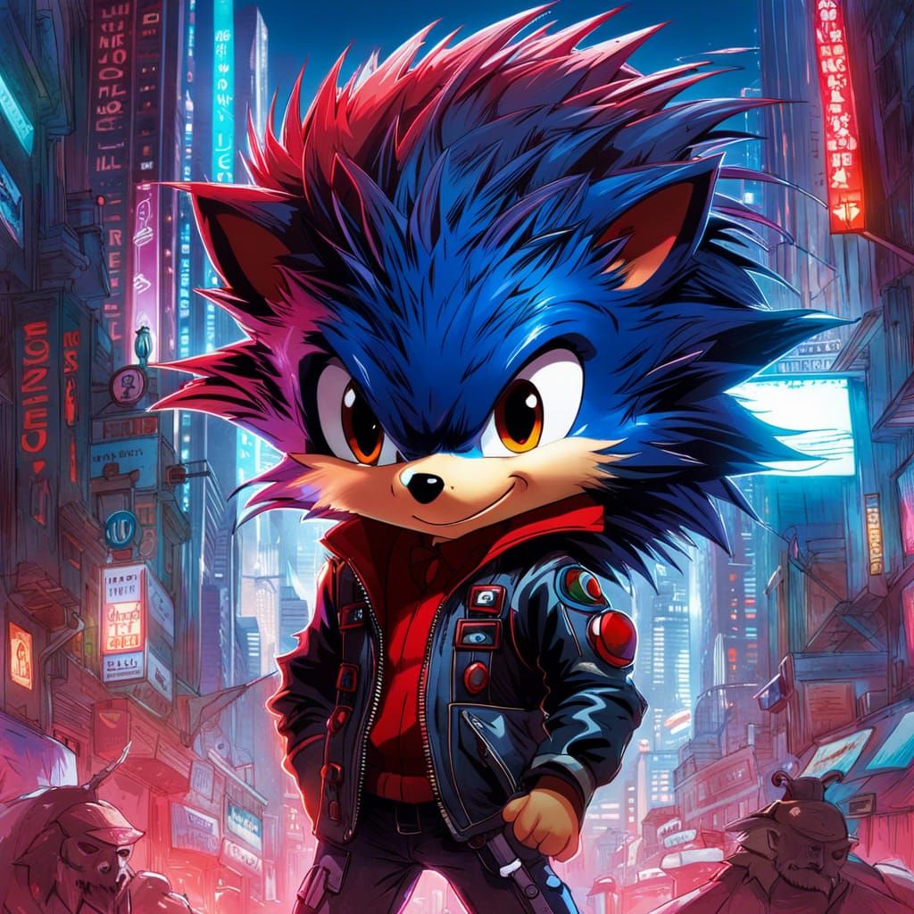 cute spiky black_red_hedgehog cosmic from SEGA with pistol_in_blue_glow ...