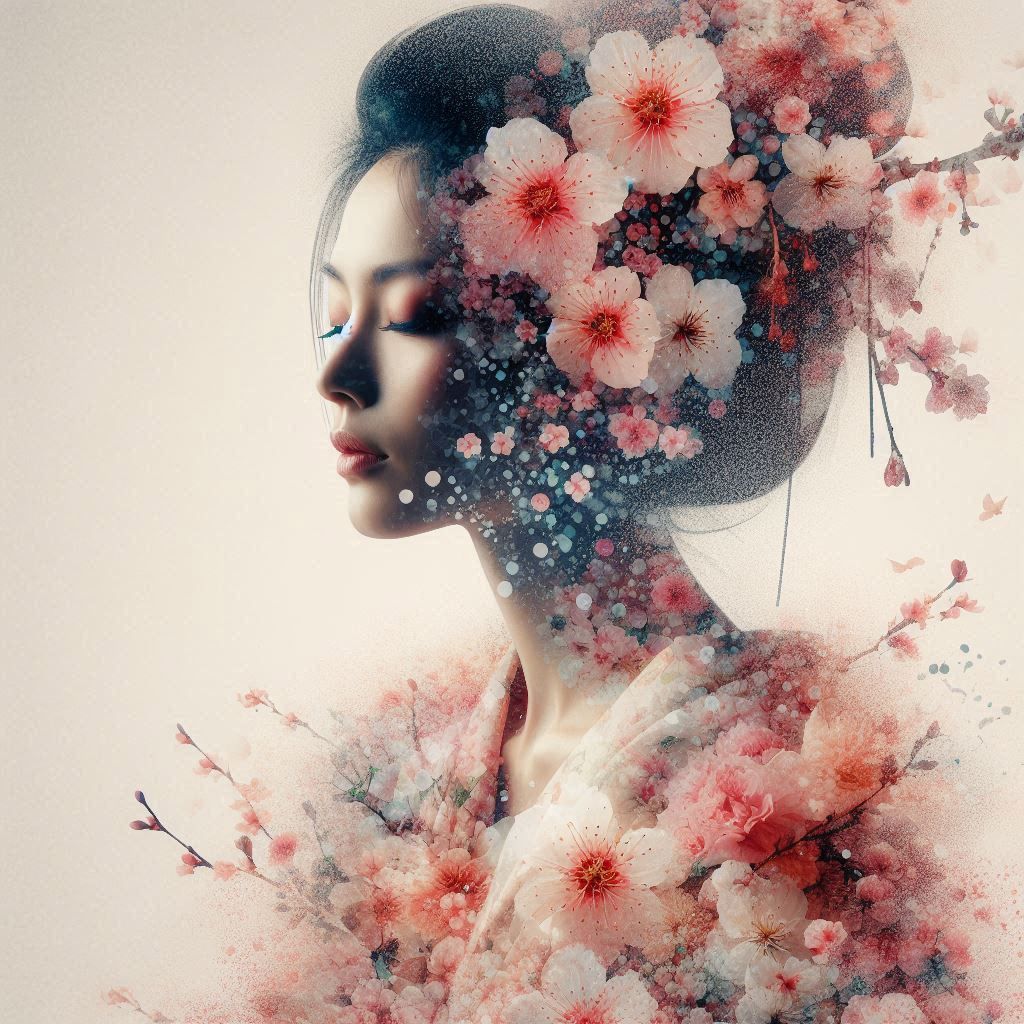 double exposure beautiful fantasy DALL-E 3 portrait landscap...