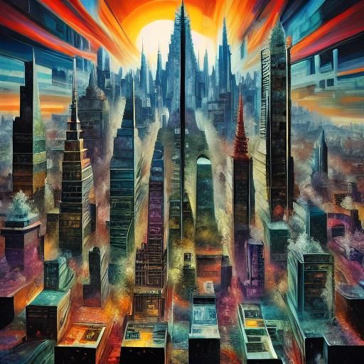  Metropolis <lora:3D Fractal Splash:1.0>