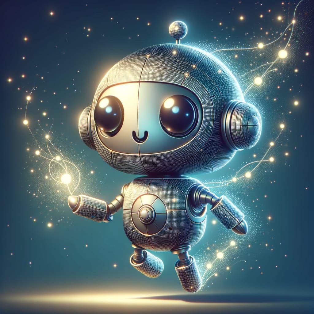 A hyperrealistic digital artwork of an adorable cute cartoonized robot The skin of the robot is textured, ...  by @MoogleMeg