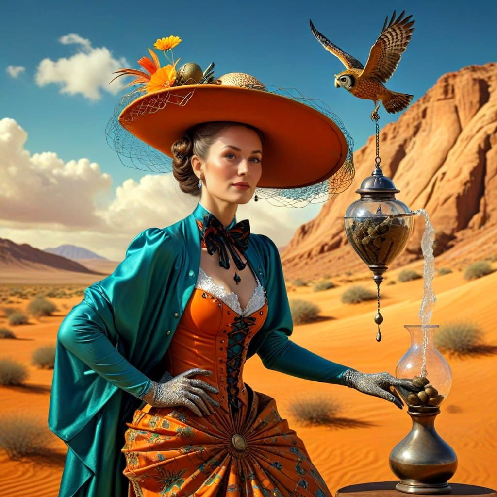 Surreal Portrait of a Charismatic Lady in a Fantastical Land...