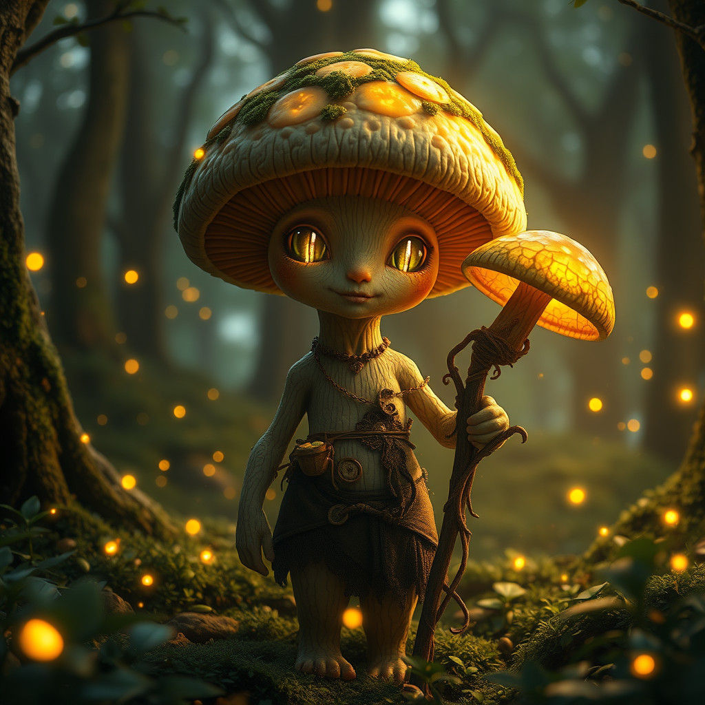 Characteristics:

- Type: Fungal humanoid
- Body: Rounded, cap-like body with a stem-like torso and limbs
- ...  by @FollowmeIfollowu