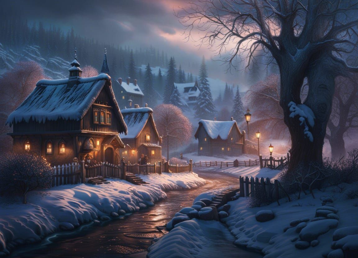 countryside winter village