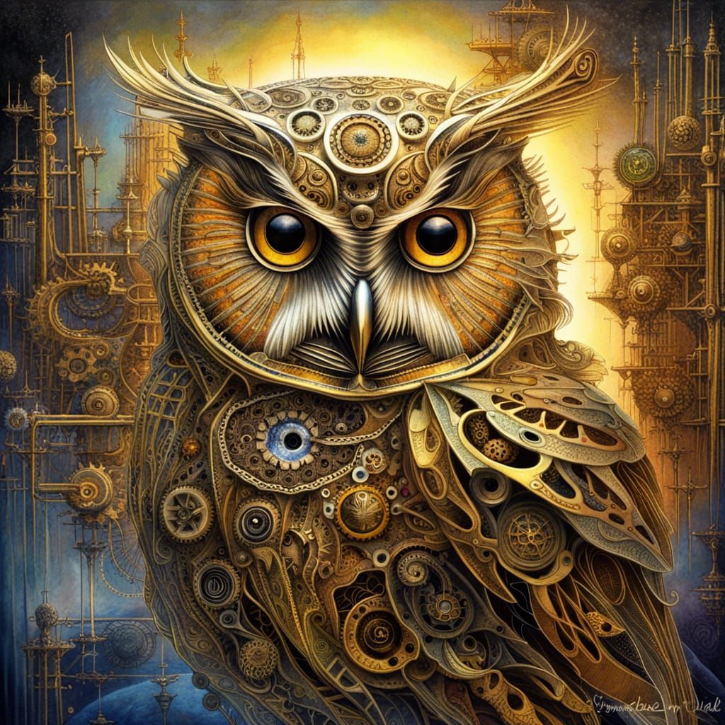 Mechanical Owl AI Generated Artwork NightCafe Creator