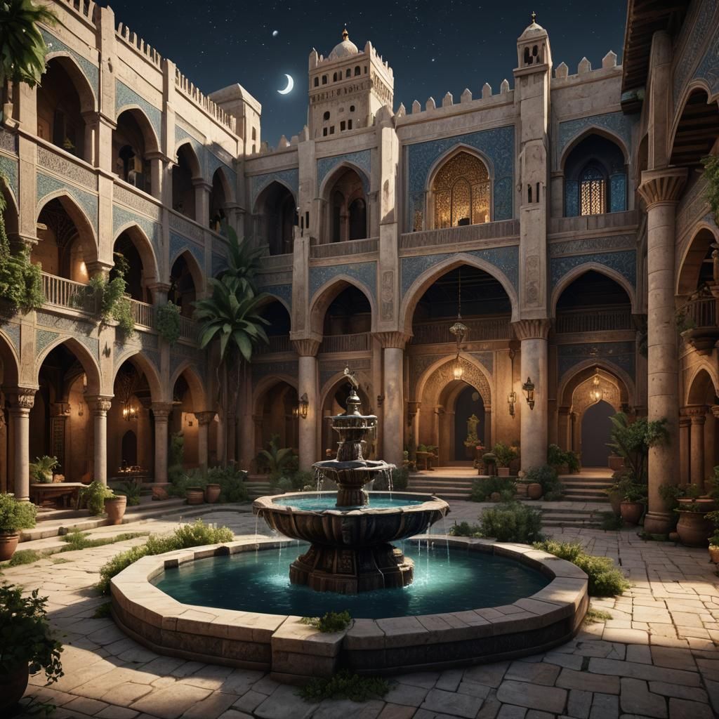 The first fountain courtyard in the Crossroad Palace (Ser-Kahn Palace)
