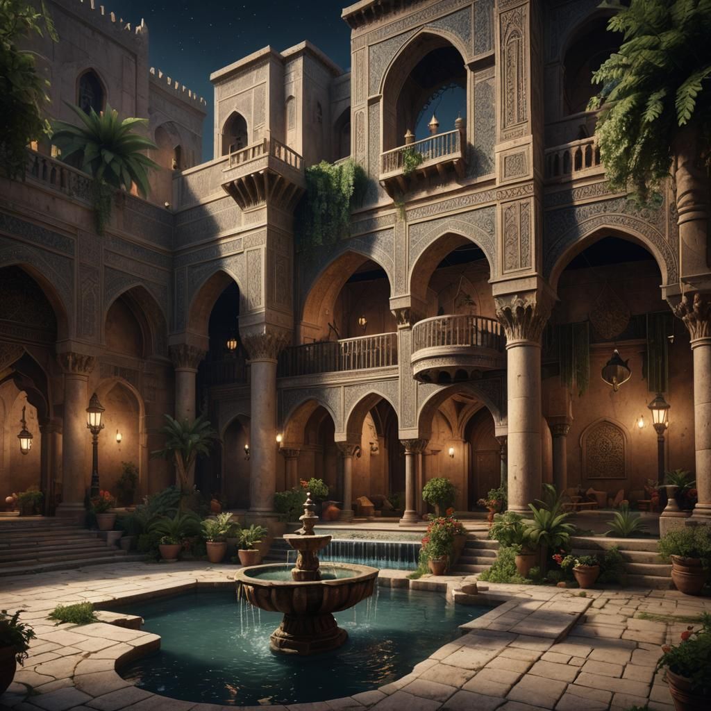 The second fountain courtyard in the Crossroad Palace (Ser-Kahn Palace)