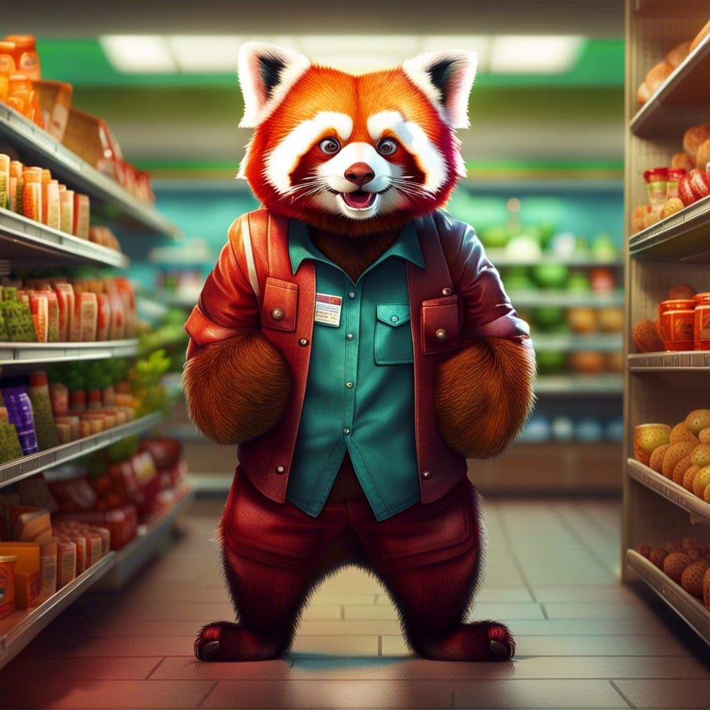 animals supermarkets, happy red panda 008