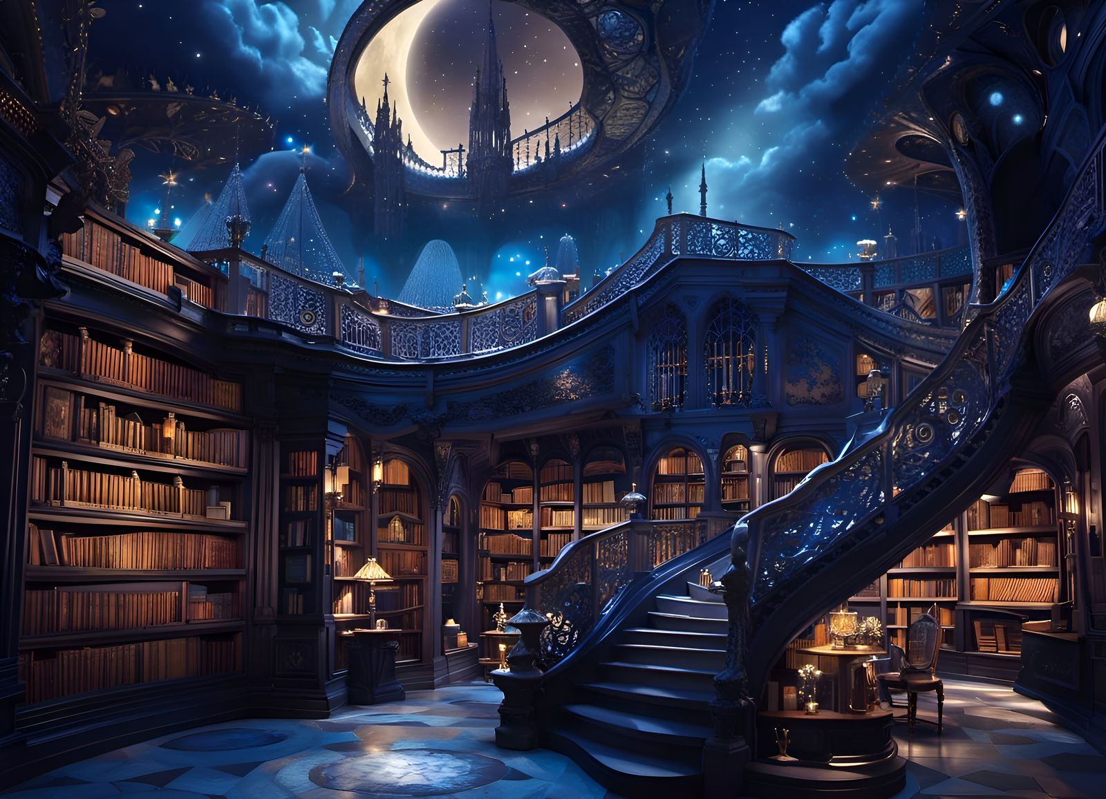 Library in the night sky   by @Quarkie