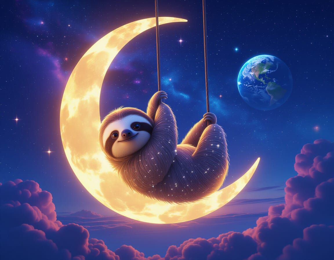 Moon sloth  by @CheshireCat11