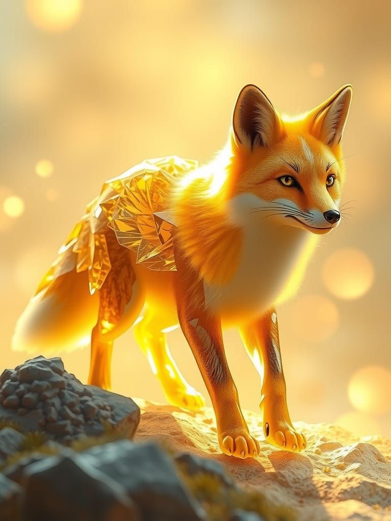  beautiful citrine crystal fox