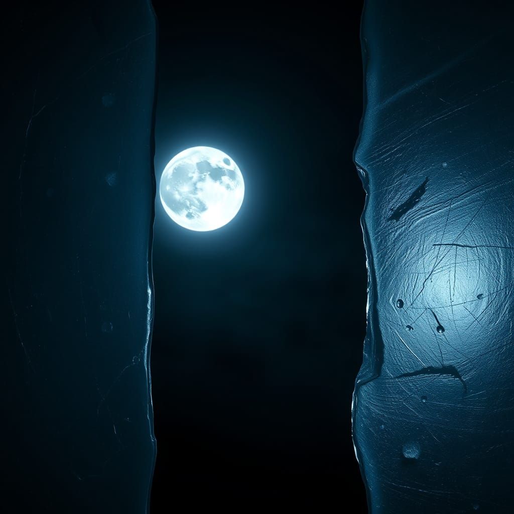 Moonlit Glass Window in Ethereal Glow