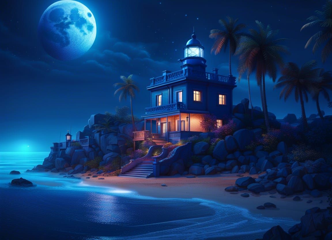 Beautiful Villa Resort at Night  by @Heralyn