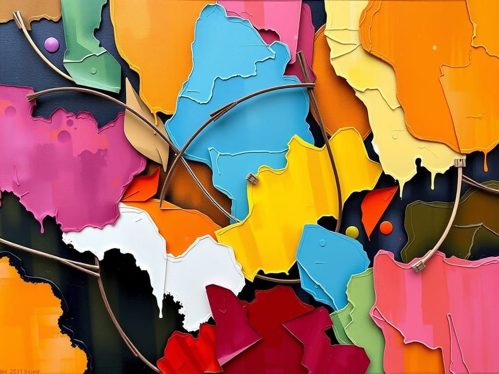 Abstract Art with Complementary Colors and Fine Details