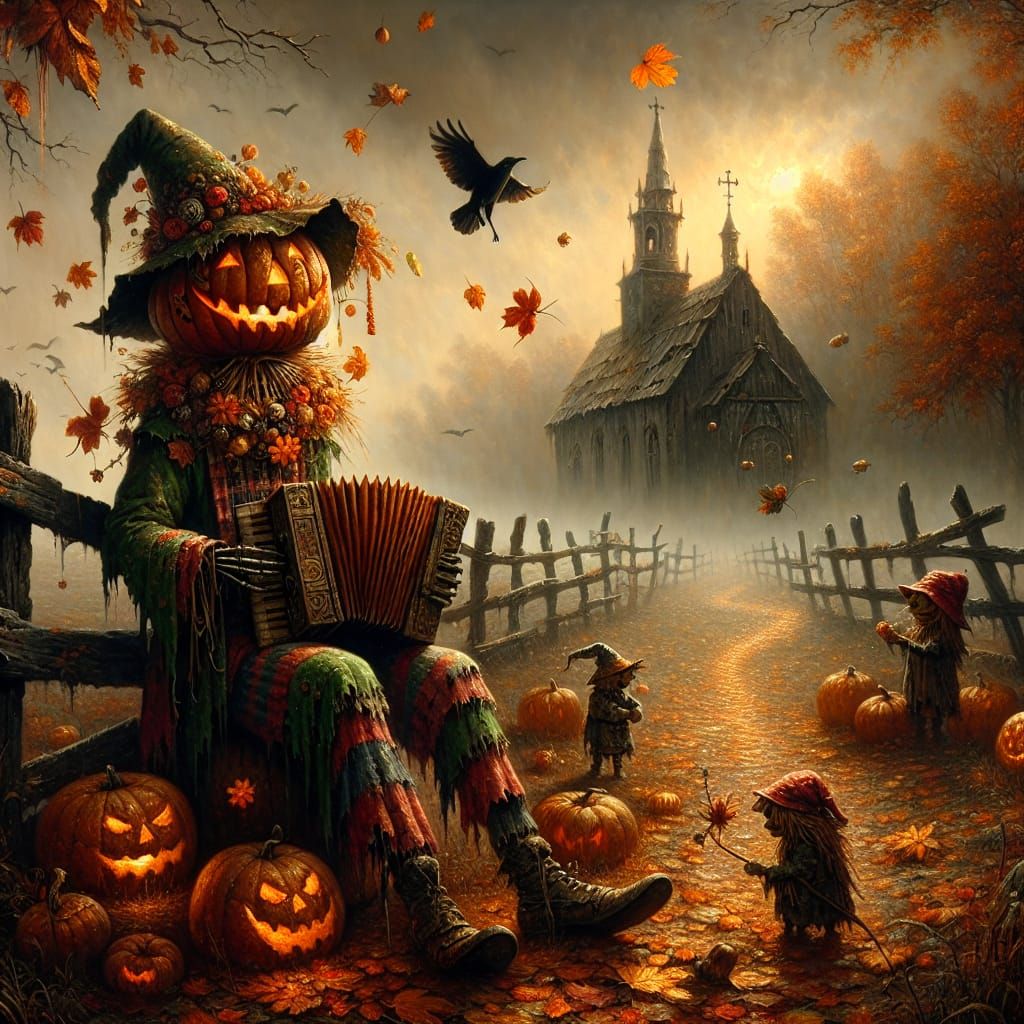 The Scarecrow's Autumn Serenade  by @Wesker