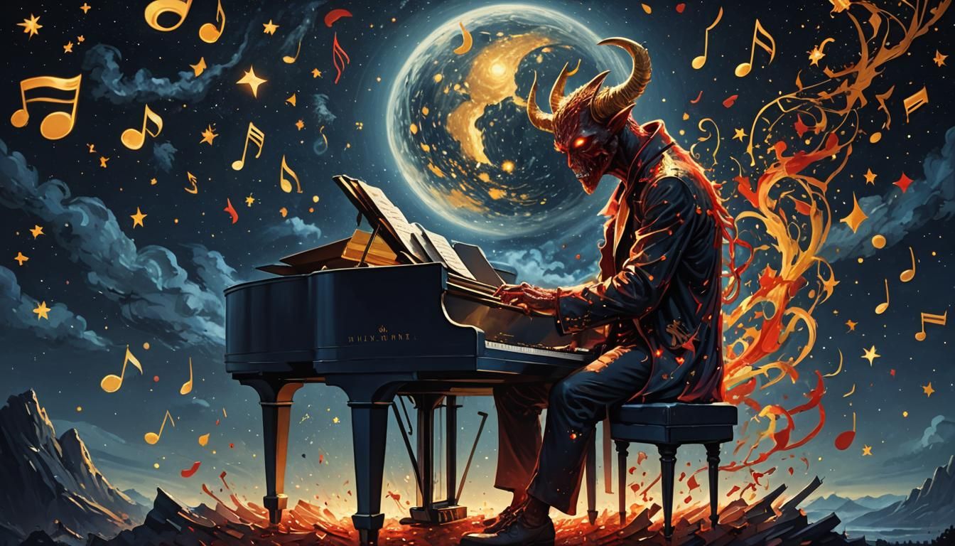 demon playing the piano