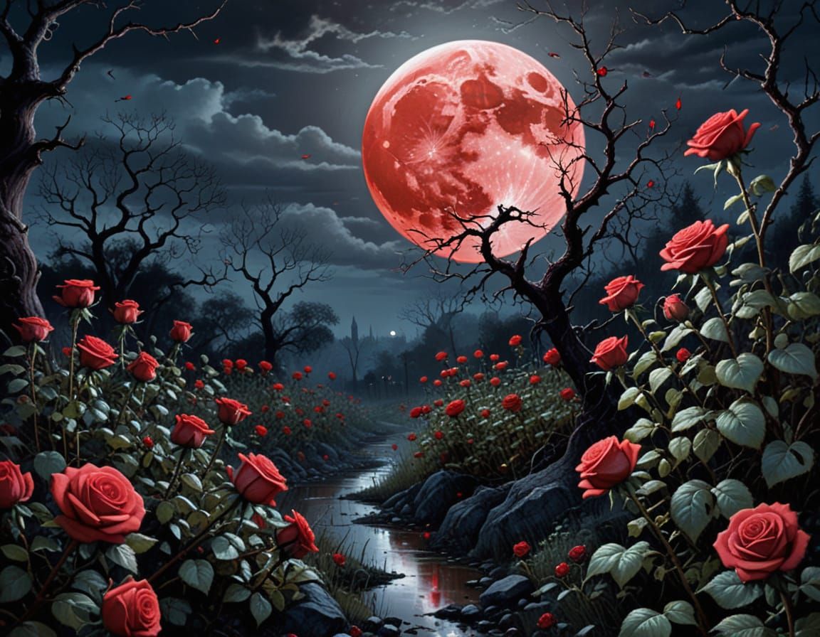 Blood Moon Rose Garden  by @BittenHead
