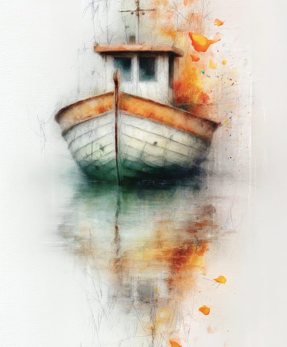Watercolor Boat  by @AcKc