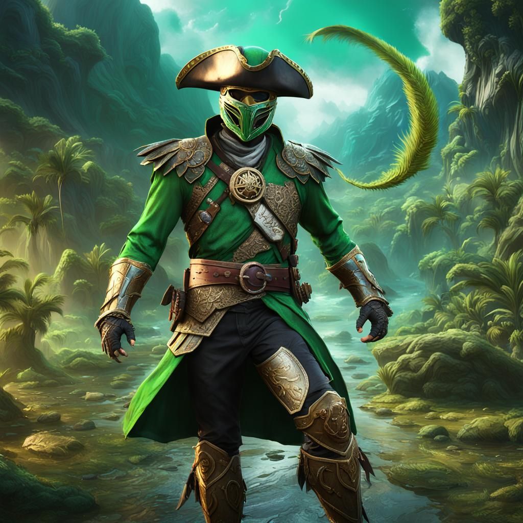 In Pirate Power Ranger, the main color is green, the animal ...