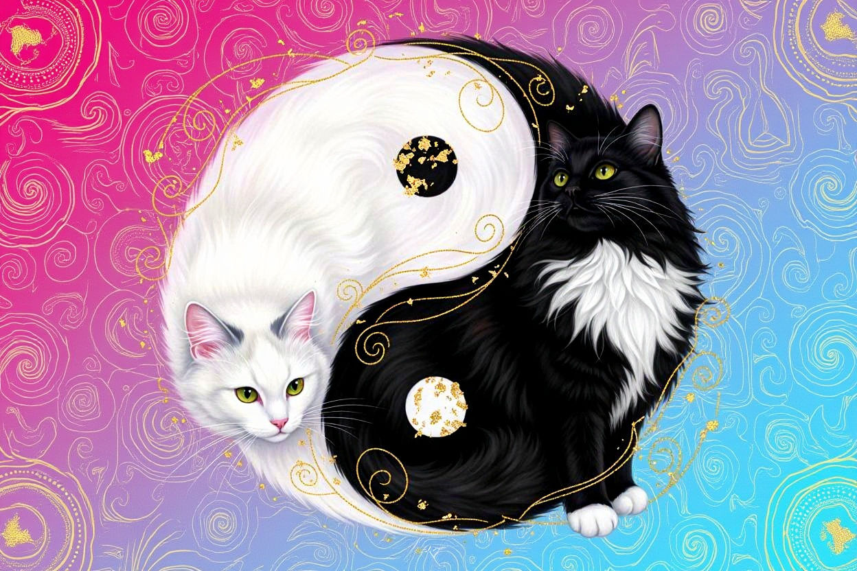 Yin yang calico cats 