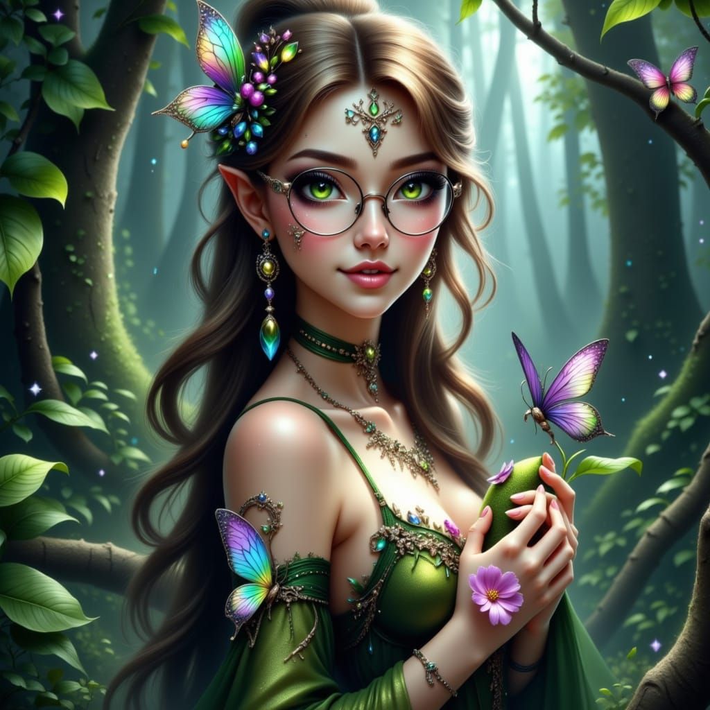 Anime Realism Fairy in Overgrown Forest