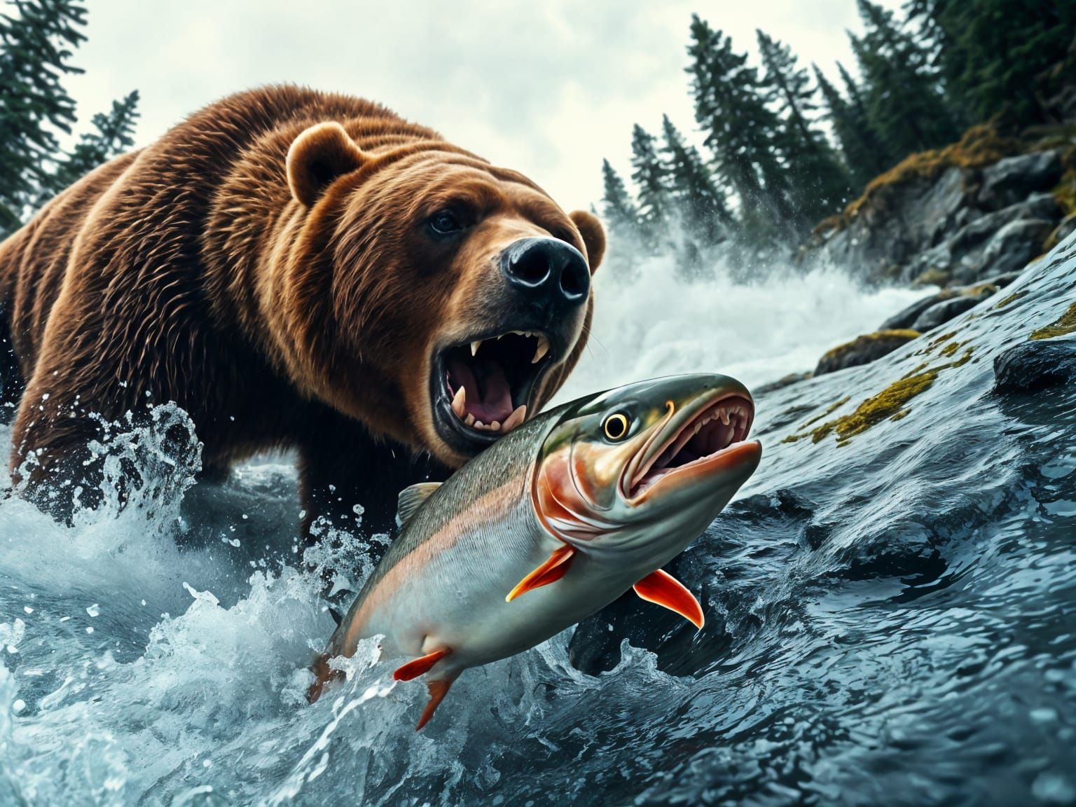 A hyper-realistic, documentary-style action shot from a dramatic low-angle (worm 's-eye view) perspective, ...  by @Jalraxe